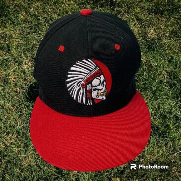 Skull Warrior Indian Chief Adapt Or Die Hat Adjustable Snapback Baseball Cap - Picture 1 of 10